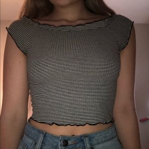 Black & White Striped Crop Top